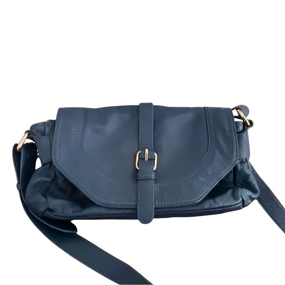 Paul and Joe Sister Blue Leather Shoulder Bag - Picture 1 of 6